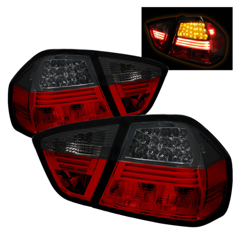 Spyder BMW E90 3-Series 06-08 4Dr LED Tail Lights Red Smoke  ALT-YD-BE9006-LED-RS