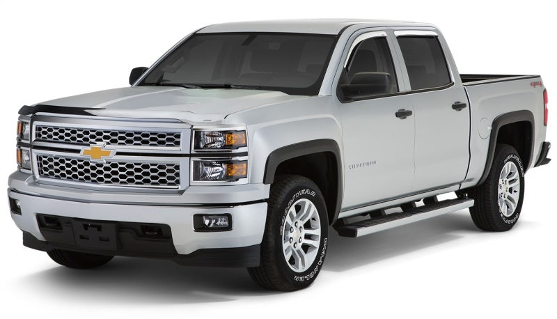 Stampede 2014-2018 Chevy Silverado 1500 Crew Cab Pickup Tape-Onz Sidewind  Deflector 4pc - Chrome