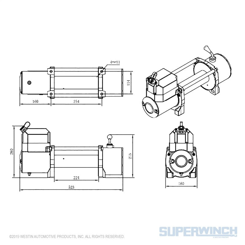 Superwinch 8500 LBS 12V DC 5/16in x 95ft Steel Rope LP8500 Winch